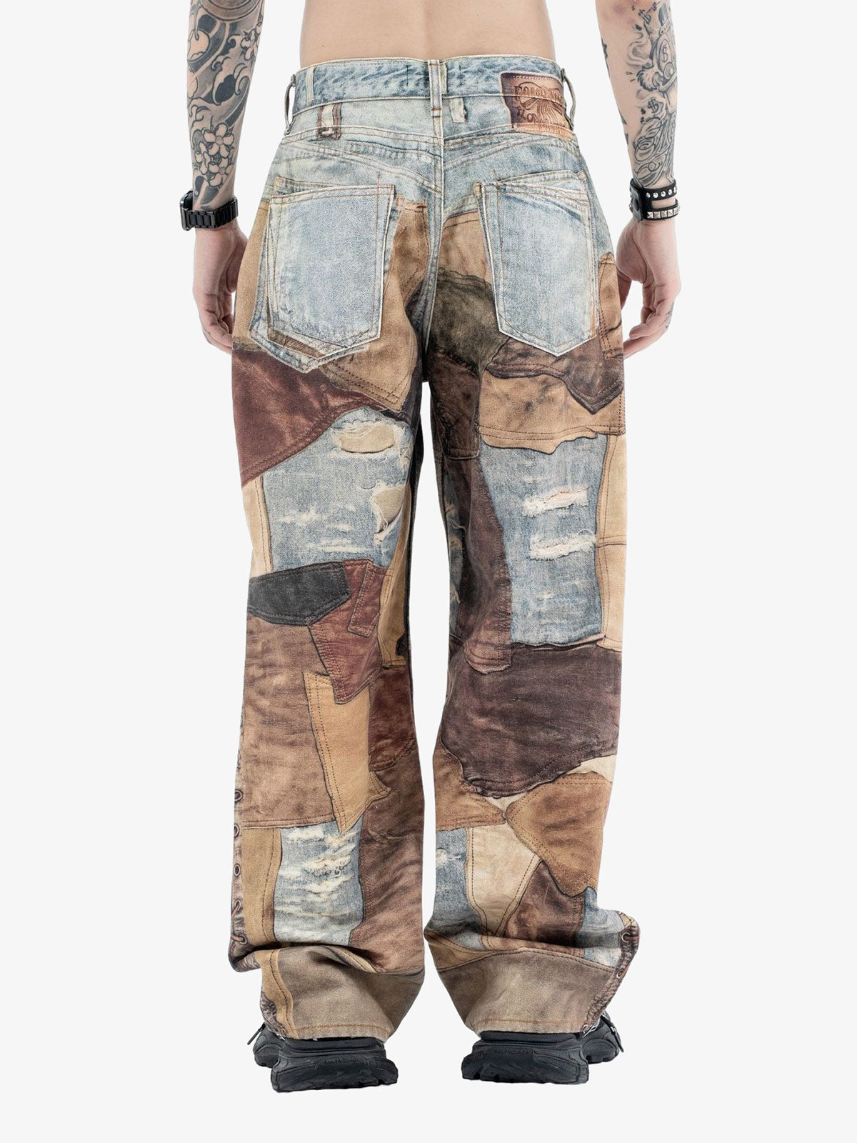 High Street Distressed Washed Printed Jeans - 2246