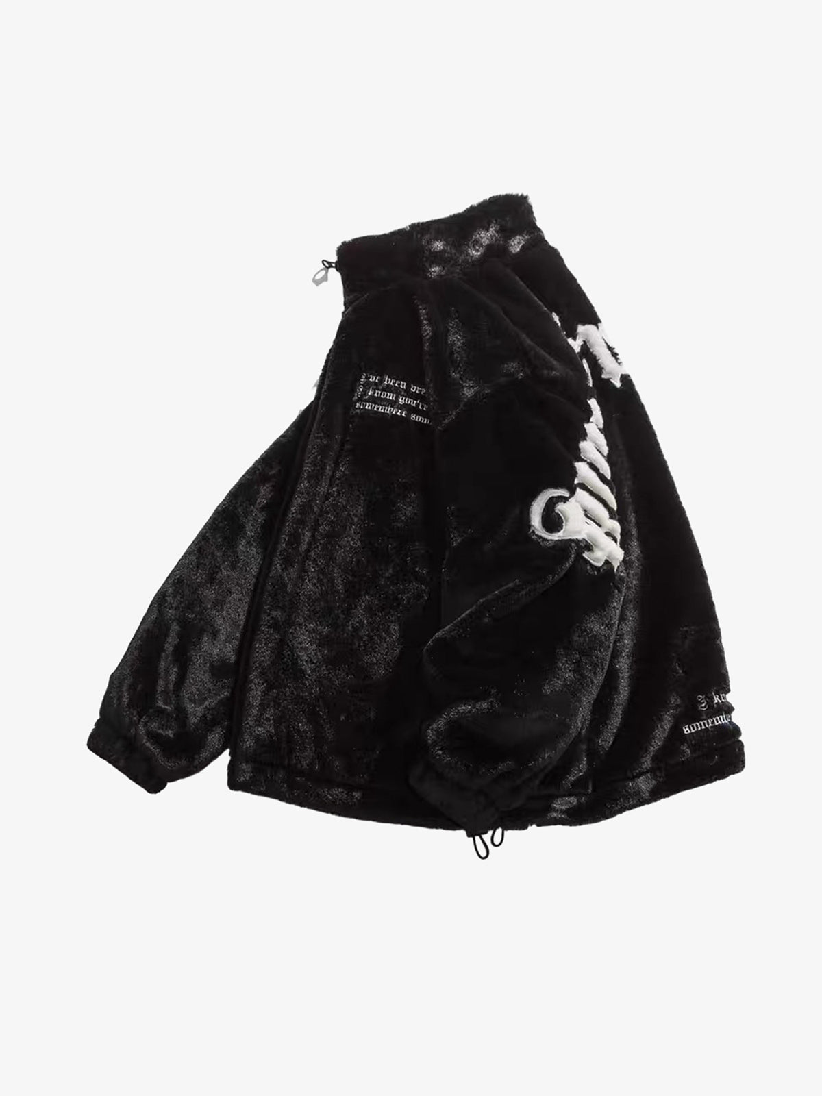 Street Letter Embroidered Fleece Jacket - 1838