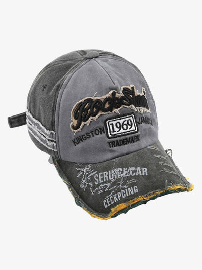 Retro Letter Denim Cap - 2136