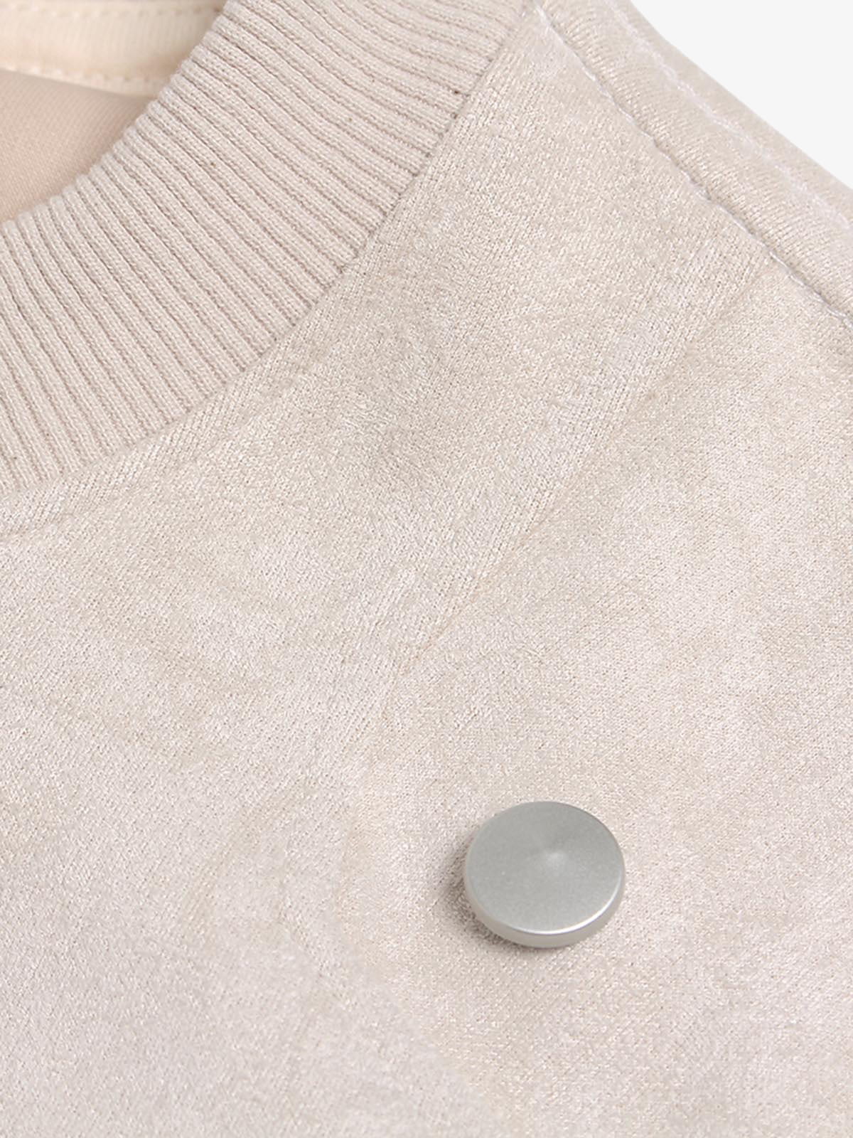 Metallic Print Suede Crew Neck T-Shirt
