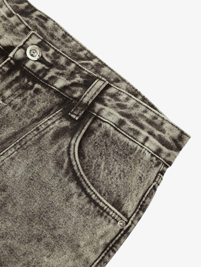 American Street Style Washed Distressed Work Jeans - 2354